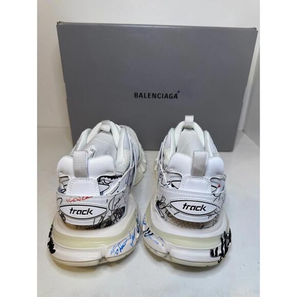 Balenciaga Track Signature Logo Sneakers White/Black SZ 46 - Picture 4 of 6